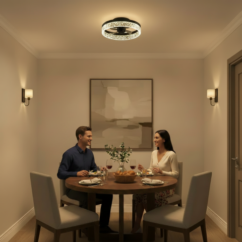 Lustra LED VEYA cu Telecomanda, 38W, D50cm, Lumina Rece/Neutra/Calda, Metal si Plastic, Negru [2]