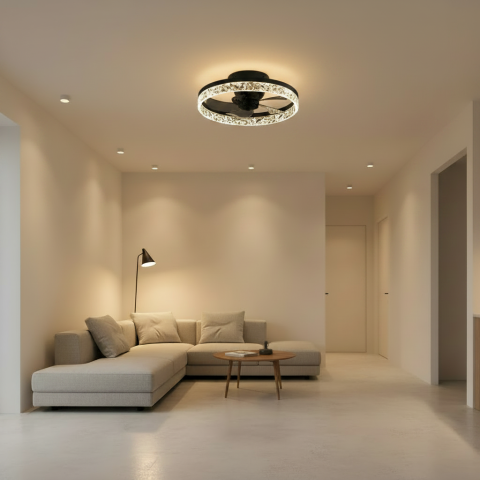 Lustre LED Moderne - Lustra LED VEYA cu Telecomanda, 38W, D50cm, Lumina Rece/Neutra/Calda, Metal si Plastic, Negru