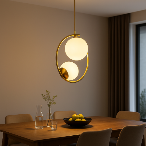 Candelabre LED Cristal Moderne - Lustra LOFT Atelier, 2x E27, Alb Auriu, Metal, Inaltime Reglabila