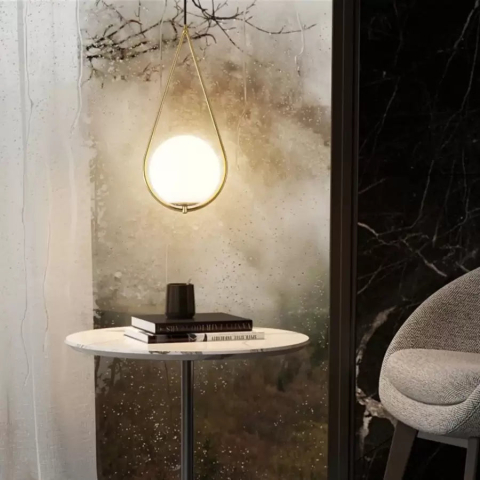 Lustra LOFT Haven, 1x E27, Alb Auriu, Metal, Inaltime Reglabila [2]