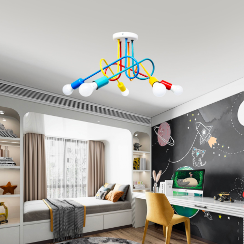 Iluminat Smart Home - Lustra MINIMALISTA, cu Brate, ANGIOLO, Ondulata, 5xE27, Multiocolor