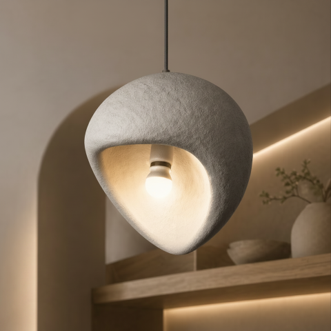 Lampi, Aplice si Corpuri de iluminat Smart - Lustra Moderna AERA, 30 cm, Suspendata, 1 X E27, Gri, Metal si Spuma, Inaltime Reglabila