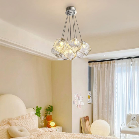 Lustre LED Moderne - Lustra MODERNA ECOLUCE, Glob, 7xE27, Inaltime Reglabila, Crom