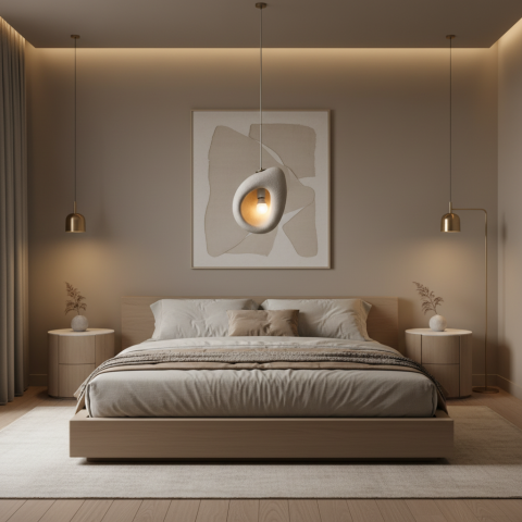 Iluminat Smart Home - Lustra Moderna FOAMER, 34 cm, Suspendata, 1 X E27, Gri, Metal si Spuma, Inaltime Reglabila