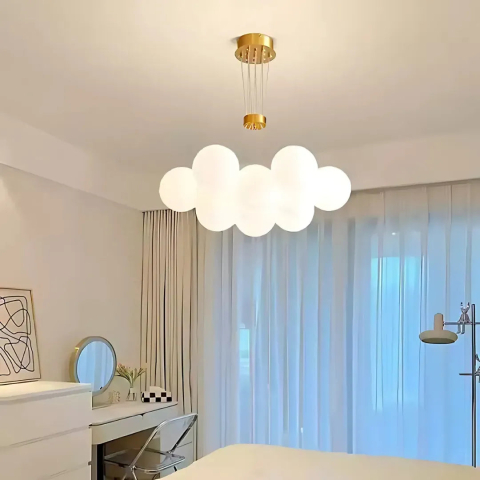 Lustre LED Moderne - Lustra MODERNA LOFT Bagliore, Glob, 9xE27, Inaltime Reglabila, Auriu