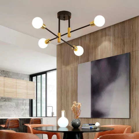 Lustra Modernist Gentile, 4x E27, Negru si Auriu, Design Modern [2]