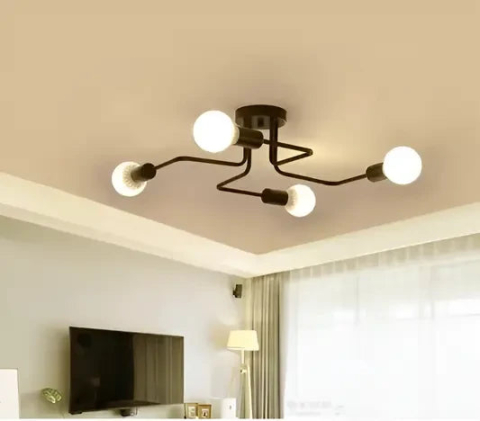 Lustre LED Moderne - Lustra MODERNIST Quadra 4, 4x E27, Negru, Design Modern