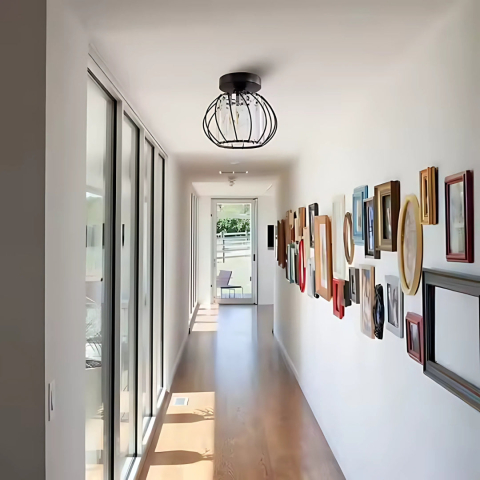 Lustra Monica, 1 X E27, Ø 16 cm, Negru, Metal / Sticla [3]