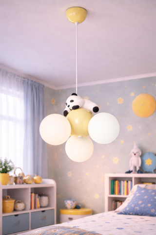 Lampi, Aplice si Corpuri de iluminat Smart - Lustra PANDA, 3xG9, D30 cm, Metal Rasina, Alb Auriu