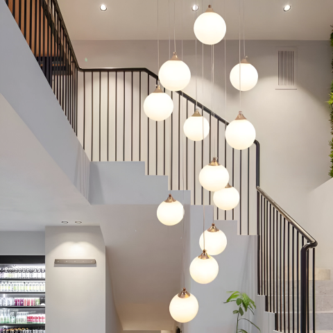 Lustre LED Moderne - Lustra Suspendata, 12 Globuri x E27, Auriu, Inaltime Reglabila