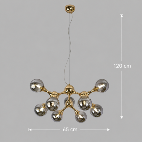 Lustra Suspendata ELEKTRA Altiera, Ø65cm, 9xG9, Auriu, Metal si Sticla [3]