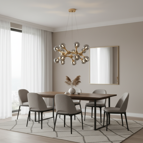 Lustra Suspendata ELEKTRA Regalis, Ø70cm, 14xG9, Auriu, Metal si Sticla [2]