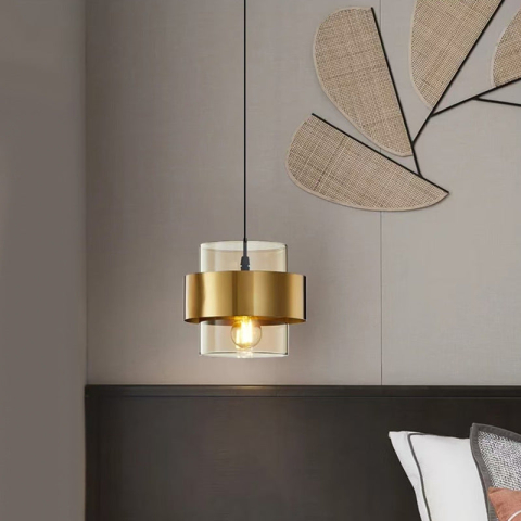 Lustra Suspendata LC866/1TN, 1XE27, Inaltime Reglabila, Sticla si Metal [1]