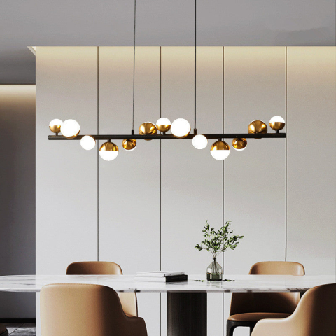 Lustra Suspendata LED Acril Aurion 29W cu Telecomanda, Dimabila, Negru Auriu, Metal si Acril [2]