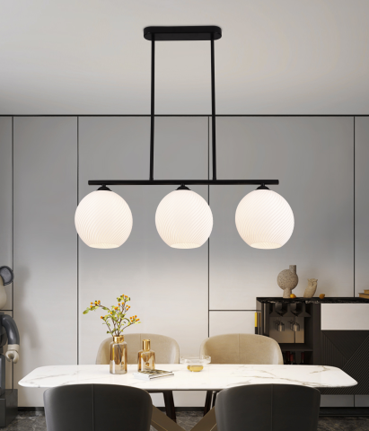 Produse Alessandro - Lustra Suspendata LM520/3BK, 3XE27, 59*20*25, Negru, Alb, Fier, Plexiglas