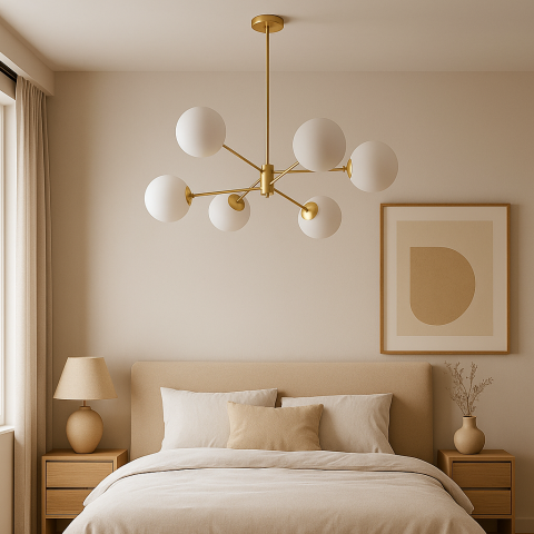 Lustre LED Moderne - Lustra Suspendata LOFT, 6x E27, Auriu