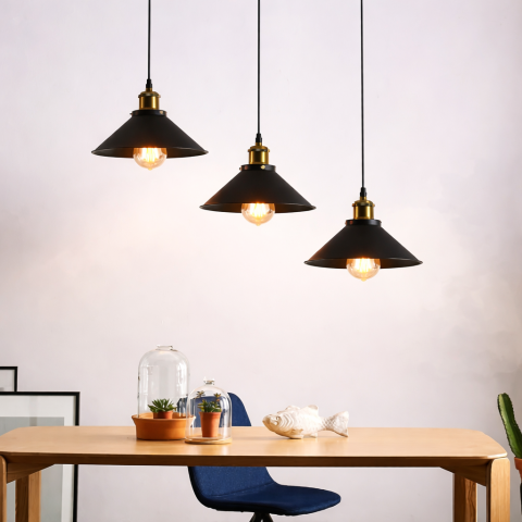 Lustra Suspendata, LV210/3L, 3xE27, Maro, Metal si Fir, Inaltime Reglabila [2]