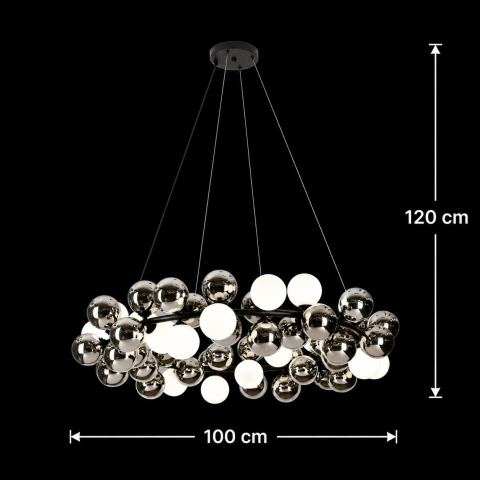 Lustra Suspendata MUSSEL Supremo, D100cm, 20x G9, Crom Lucios, Metal si Sticla [3]