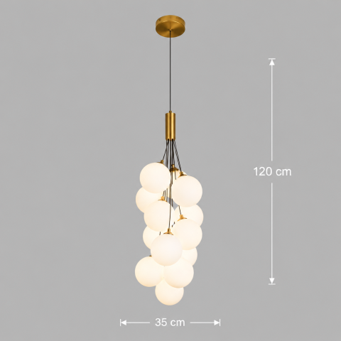 Lustra Suspendata VINE Nobile, Ø35cm, 13xG9, Alb, Metal si Sticla [3]