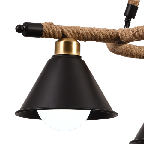 Lustra Suspendata Vintage, LV571/3BK, 3xE27, Maro, Metal si Sfoara [1]