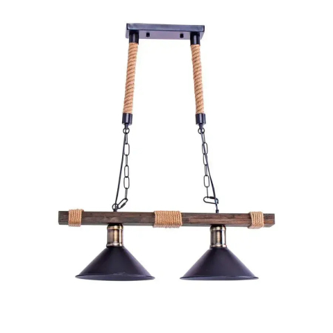 Lustre LED Moderne - Lustra Traditionala, 2*E27, Maro, Metal si Sfoara