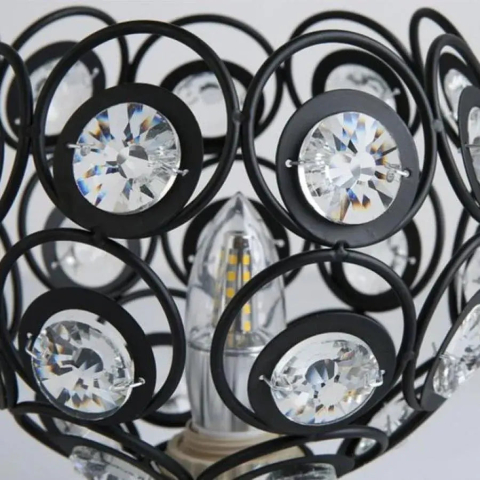 Lustra Vera, 1x E27, Negru, Metal si Cristal [2]