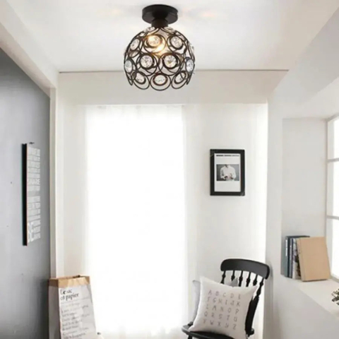 Lustre LED Moderne - Lustra Vera, 1x E27, Negru, Metal si Cristal