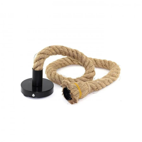 Lustra Vintage CORDA, 1xE27, Rustic, Sfoara si Metal, 100cm, Suport Negru [2]