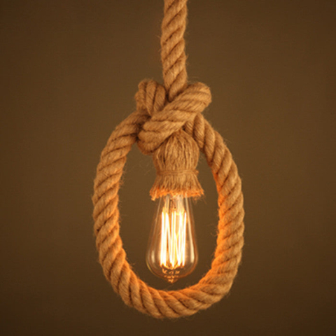 Lustra Vintage LV103/130, 1xE27, Rustic, Sfoara si Metal, 130cm, Suport Negru [2]