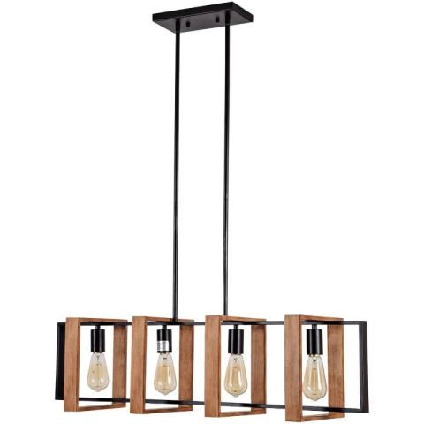 Lustra Vintage LV560/4BK, 4XE27, Rustic Barn, Lemn si Metal, 85cm, Negru [2]