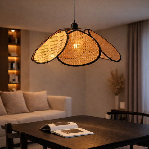 Lustre LED Moderne - Lustra Vintage LV825, 1xE27, Rustic Barn, Diametru 80cm, Lemn si Metal, Negru