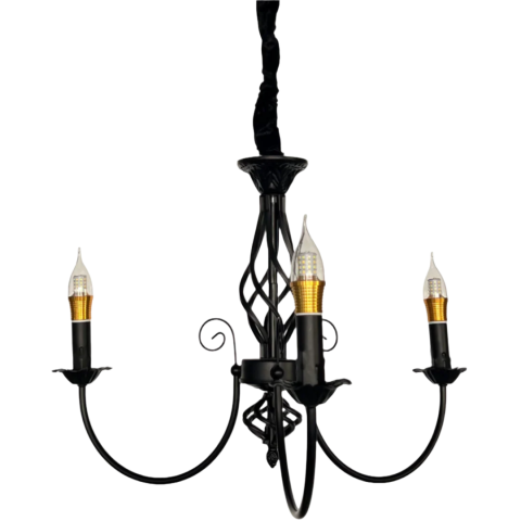 Lustra VINTAGE, tip Pendul cu brate, ANJOU, Circulara, 3xE14, Metal, Negru [3]