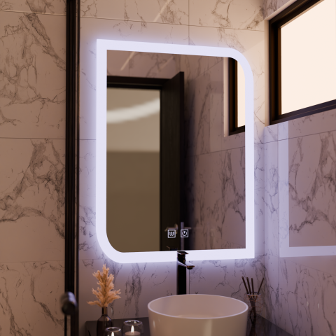 Oglinzi LED - Oglinda LED CLARIVO Dreptunghiulara, 60X80cm, Touch, Sistem Dezaburire