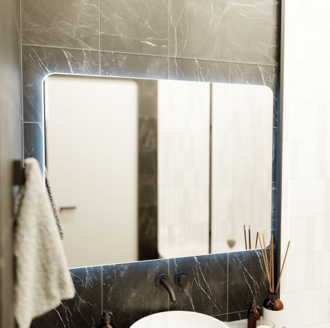 Oglinda LED Dreptunghiulara ARTEA Touch, 80X60cm, Sistem Dezaburire, Dimabila, Lumina Race 6000K [3]