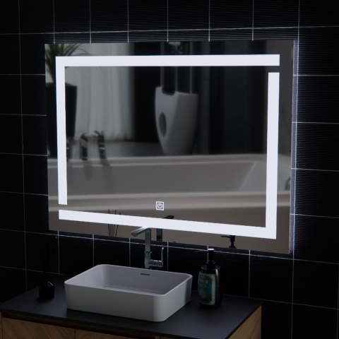 Oglinda LED Giga, 80x60cm, Argintiu, Touch, Lumina 6000K [3]