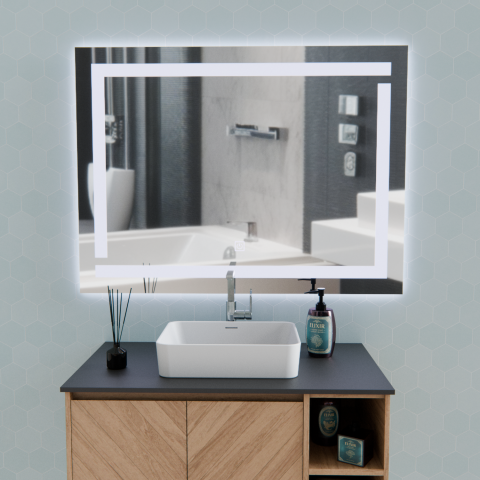 Oglinda LED Giga, 80x60cm, Argintiu, Touch, Lumina 6000K [2]