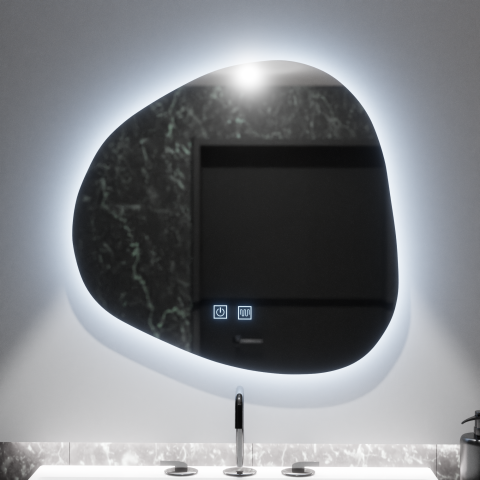 Oglinzi LED - Oglinda LED Organica 60x60cm, Duna Touch, Sistem Dezaburire, Dimabila