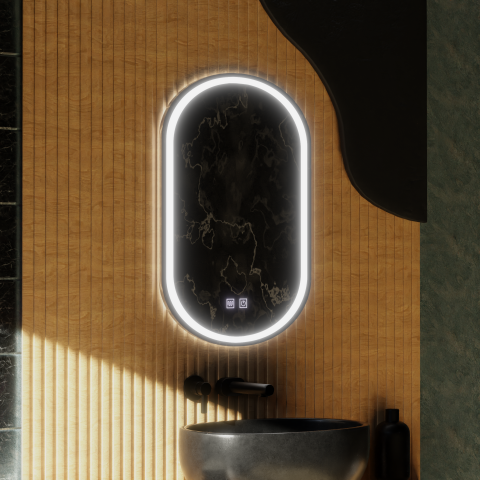 Oglinzi LED - Oglinda LED Ovala, 45x65cm, Velara Touch, Sistem Dezaburire, Dimabila