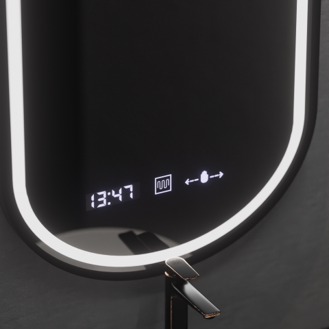 Oglinda LED Ovala, 50x90cm, Alessia MotionGlow Marcello, Sistem Dezaburire, Ceas & Termometru, Dimabila [1]