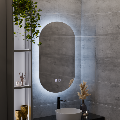 Oglinda LED Ovala, 50X80cm, E14S/50X80, Touch, Sistem Dezaburire [3]