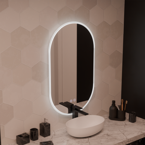 Oglinda LED Ovala 50x80cm Llexort, Touch, Sistem Dezaburire, Dimabila [2]