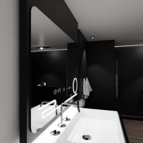 Oglinda LED Rectangulara, 100x60cm, Harmonie MotionGlow Marcello, Sistem Dezaburire, Ceas & Termometru, Lupa Cosmetica, Dimabila [1]