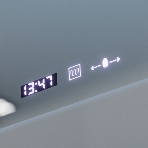 Oglinda LED Rectangulara, 100x65cm, Verite Royale Gold Motion Glow Marcello, Sistem Dezaburire, Ceas & Termometru, Dimabila [2]