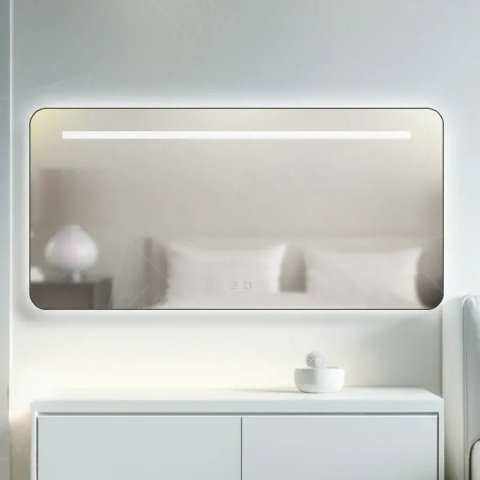 Oglinzi LED - Oglinda LED Rectangulara, 110x65cm, Touch Estassia Marcello, Sistem dezaburire, Dimabila