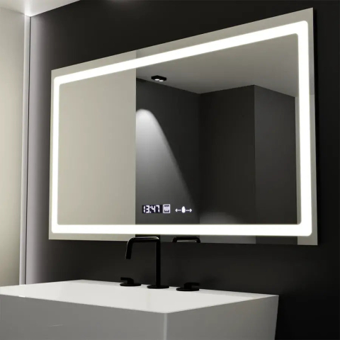 Oglinzi LED - Oglinda LED Rectangulara, 120X70cm, Radiante Senzor MotionGlow Marcello, Sistem Dezaburire, Ceas & Termometru, Dimabila