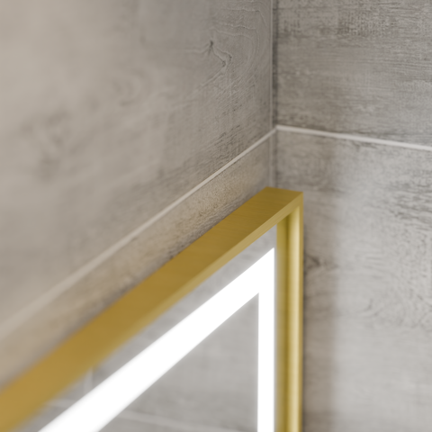 Oglinda LED Rectangulara, 120x80cm, Eclat MotionGlow Marcello, Sistem Dezaburire, Ceas & Termometru, Lupa Cosmetica, Dimabila, Rama Auriu Brushed [1]