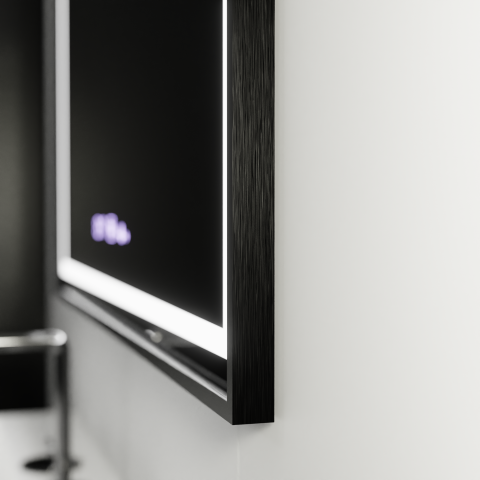 Oglinda LED Rectangulara, 120x80cm, Verite Majeste Noir Motion Glow Marcello, Sistem Dezaburire, Ceas & Termometru, Dimabila [3]