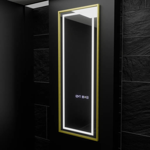 Oglinda LED Rectangulara, 45x140cm, Elena Senzor Radar Marcello, Sistem Dezaburire, Ceas & Termometru, Dimabila, Dressing Couture