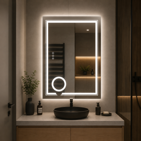 Oglinzi LED - Oglinda LED Rectangulara, 50x70cm, CANTO Touch, Sistem Dezaburire, Dimabila