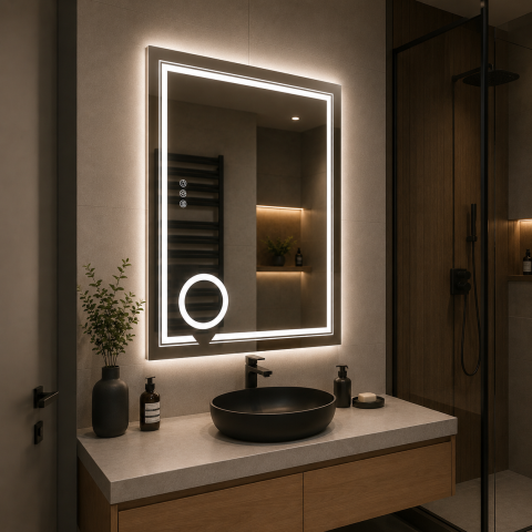 Oglinda LED Rectangulara, 50x70cm, CANTO Touch, Sistem Dezaburire, Dimabila [1]